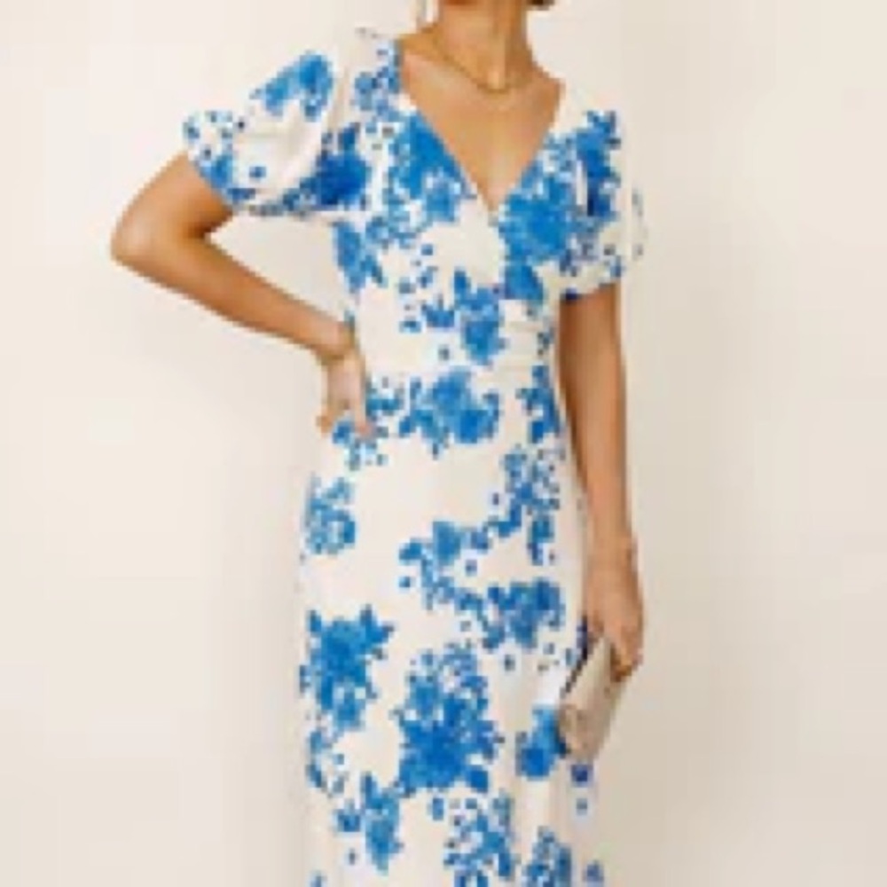 Bohme Blue and White Floral Maxi Dress